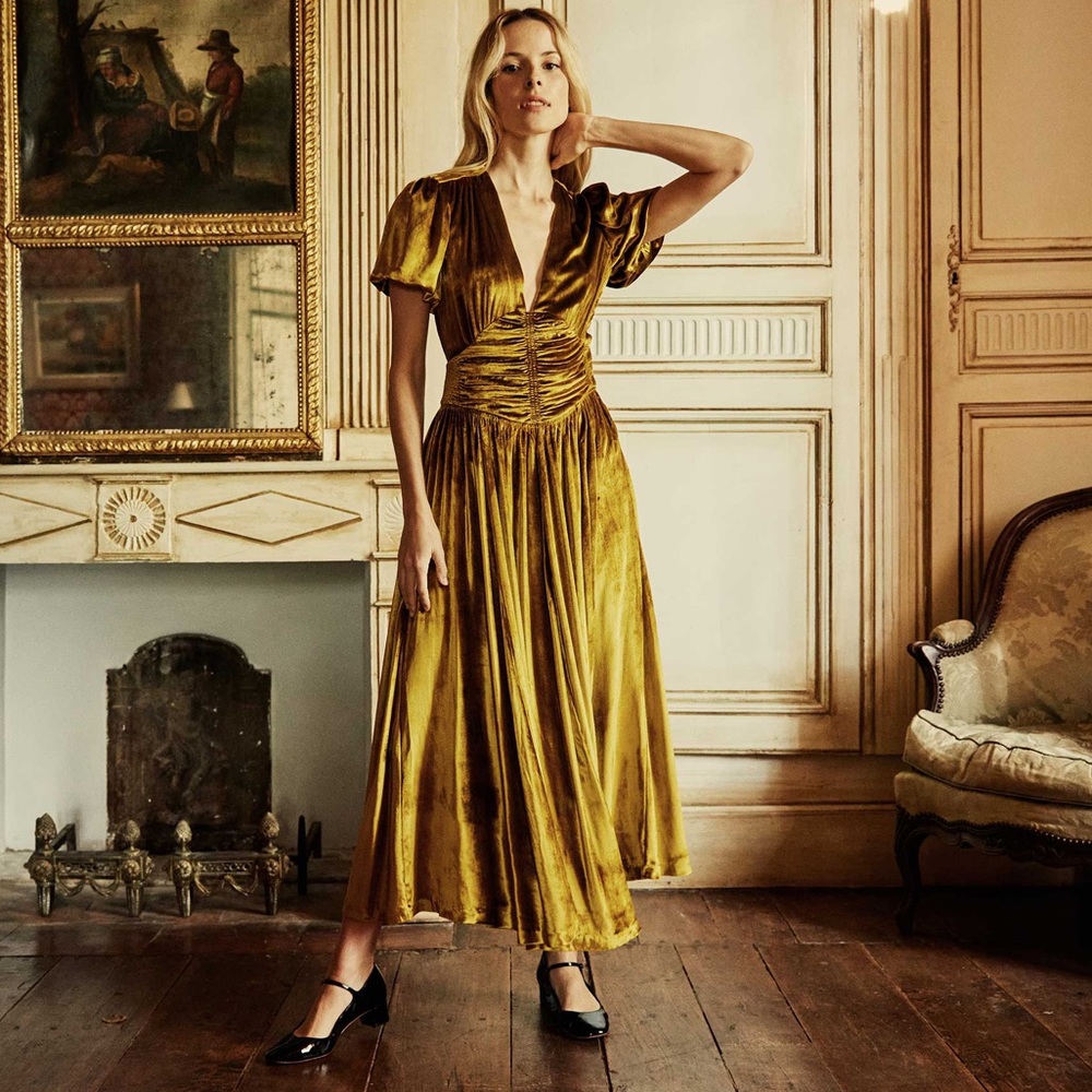 Doen Cassat Gold Velvet Dress XL worn once.